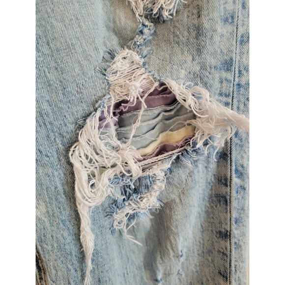 Anthropologie Pilcro The Vintage Straight Jeans, Ruffle Distressing, Sz 28 BOHO - Picture 3 of 10
